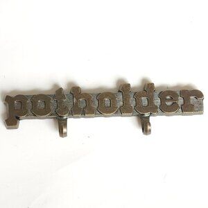VINTAGE "Potholder" magnetic wall hanging kitchen storage holder Brass Pot